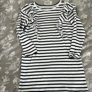 Tea Striped Ruffle Long tunic/ dress